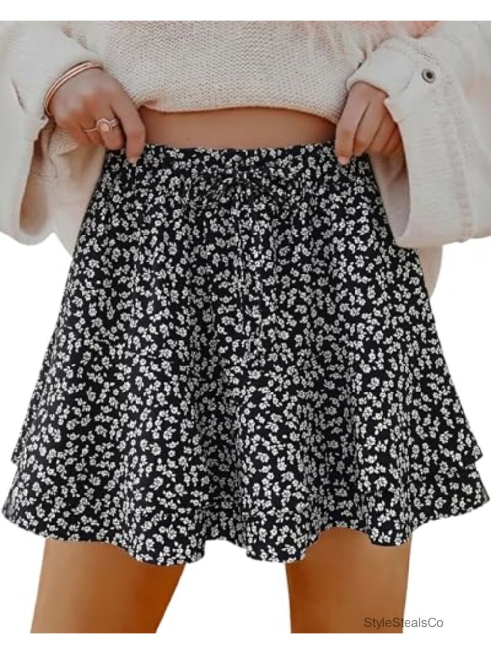 Chiffon Ruffle Skort for Women with Hidden Pockets Built-in Shorts High Waisted